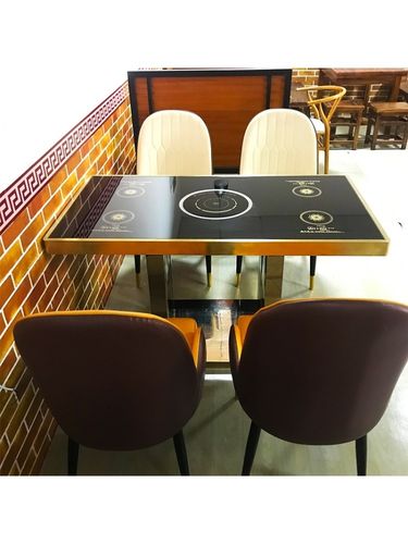 小火锅一人一锅电磁炉大圆桌子一体商用饭店餐桌椅组合餐馆用